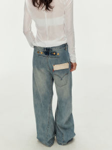 MADWITCH | Original Deconstructed Vintage Workwear Style Buckle Distressed Jeans