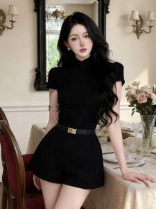 Black Audrey Hepburn Velvet Elegant Jumpsuit
