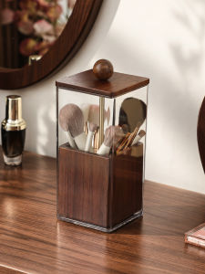 YILI DECO | Dust-proof Elevatable Acrylic Makeup Brush Organizer