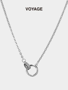 Voage Titanium Steel Necklace for Women with Unique Lock Design Simple Luxury Summer Jewelry Accessory from Japan and South Korea