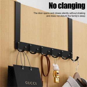 Over the Door Hooks Clothes Hanger Wall Hook Door Hanger Aluminum Nail-free Door Back Organizers for Hanging Clothes Towels Hats Coats Bags Black