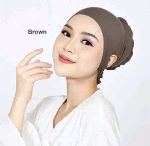 ciput anti geser bahan kaos poliyester anti budegdaleman kerudung tali belakang anti pusingciput anti budeg dan pusing