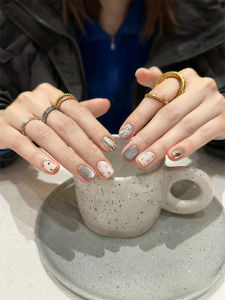 Handmade Wearable Nail Art Short Style Shiny Cute Simple Design High-End Feeling Finished Product Nail Stickers BB205