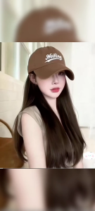 【COD&Spot goods】Brown Baseball Cap Full-head Wig Trendy Baseball Cap Wig Long Straight Hair Baseball Cap Full Head Wig Fashion Trend Wearing Is Natural And Convenient Lightweight Breathable And Not Bulky Easy To Care For