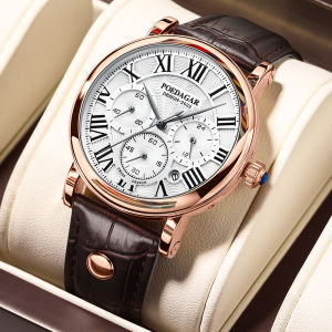 POEDAGAR | POEDAGAR Luxury Business Men Wristwatch Chronograph Date Quartz Vintage Man Watch Waterproof Leather Fashion Mens Watches Reloj