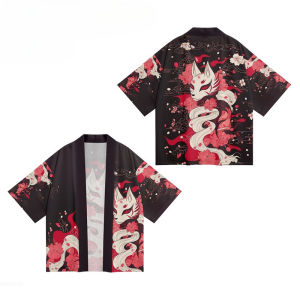 Áo Khoác Kimono In Hình Cáo Inari Nhật Bản Kiểu Dáng Rộng Chất Liệu Polyester Phong Cách Harajuku Dành Cho Nữ Và Nam Mùa Hè 2025