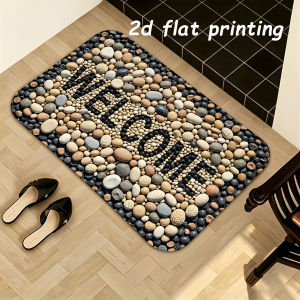 VIKAMA 3D Simulated Pebble-Print Entry Mat Non-Slip Absorbent Bathroom Mat Indoor/Outdoor Entry Rug Home Decor