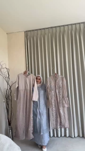 Shafa Dress Gamis Inner + Outer Brukat Terpisah Mewah Mix Chantily Gaun Kondangan Pesta Terbaru 2025