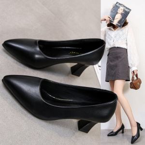 plus Size Womens Work Shoes High Heels Comfortable Wide Fit Professional Air Stewardess Interview Single Shoes Size 41-43