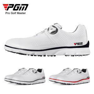 PGM Waterproof Golf Shoes for Mens Lightweight Sport Sneakers with Rotating Shoelaces Non-slip Sole Breathable Soft Sole