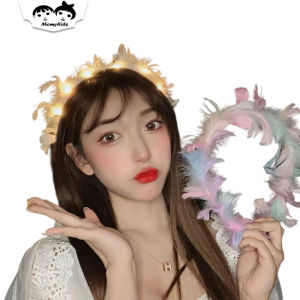 COD Bando Mahkota Bulu Dengan Lampu Led Nyala Luminous Pesta Style Korea Lucu BND33