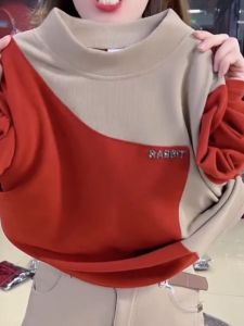 QIAOXIZI | Warm Half-High Neck Long Sleeve Turtleneck Top for Women Autumn Winter New Style Outfit