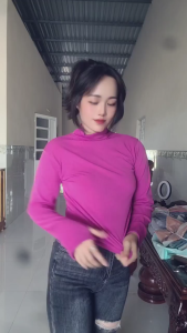 Áo thun nữ cổ lọ tay dài xỏ ngón thun gân tăm lạnh freesize 40ky - 65ky áo cổ lọ