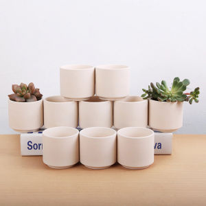 ThUMBprint Pot 10pcs Breathable Ceramic Succulent Plant Pots Unfired Hand-painted Coarse Clay Green Plant Succulent Bonsai Pots