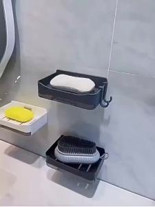 ABS Soap Tray Box Soap Holder Without Drilling Bathroom Soap Dish With Drain Water Wall Soap Dish Organizer Bathroom Accessories
