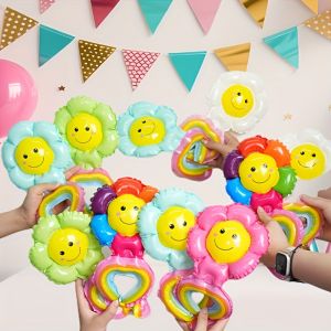 Bộ 50 Bóng Bay Hình Mặt Hoa Cúc Cho Trẻ Em Trang Trí Tiệc Sinh Nhật Hoàn Hảo Cho Lễ Hội Halloween & Giáng Sinh Giấy Nhôm