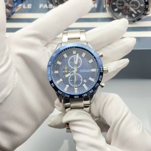 CRRJU Jam Tangan Pria Keren Anti Air Kronograf Dari Baja Tahan Karat Tangan bercahaya dengan Tanggal 2306