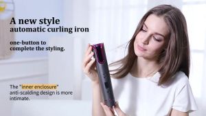 NEW Curling machine Automatic Curling Iron Portable Wireless Automatic Hair Curler USB Rechargeable with LCD Thermostat Electric Hair Curler with LCD Display Fast Heating Rotating Rotating Curling for Long & Short Hair Travel & Home Use