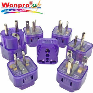 หลากหลาย Wonpro Universal Converter Plug หนึ่งถึงสองมาตรฐานแห่งชาติออสเตรเลียอเมริกันอังกฤษยุโรปเยอรมัน สีม่วง