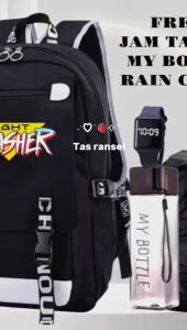 Js Stlye Tas Sekolah Uniseks Tas Ransel Bahu GandaTas Laptop Mochila 4in1 THRASHER RJ 0092