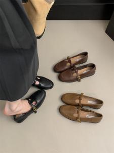 Phong Cách Hàn Quốc Mềm Da Mary Jane Đế Phẳng Slip-On Nữ Giày Retro Anh Thoải Mái Mùa Xuân Mùa Thu Mẫu Mới Sinh Viên Đế Bệt