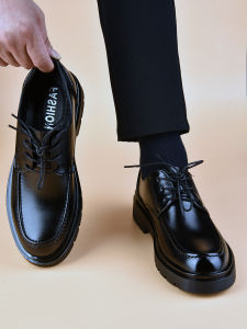 Casual Leather Shoes Large Head Wide Toe Square Head Wedding Groom Shoes Business Formal Black Soft Bottom Mens Fashion Sneakers