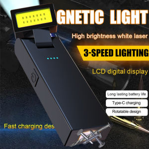 Portable Mini LED Flashlight Rechargeable Powerful Work Light 180° Rotatable Emergency Torch Magnetic Outdoor Camping Car Lamp