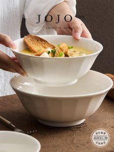 ชามซุปเซรามิกขาวสร้างสรรค์ JOJOS L. PD สำหรับใช้ในบ้าน ขนาด 5 นิ้ว สไตล์เรียบง่าย ชามข้าว ชามต้มยำ