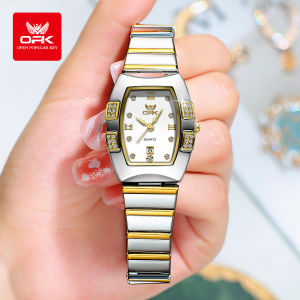 นาฬิกาผู้หญิงกันน้ำ OPK 2024 สายสแตนเลสเดิมนาฬิกา ข้อมือลำลองควอตซ์เพชรหรู หราสง่างาม