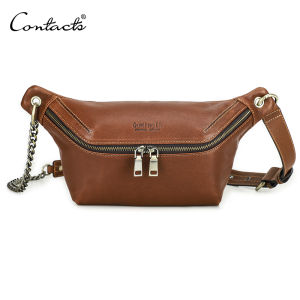 Contacts Genuine Leather Women Chest Bag High Quality Travel Female Crossbody Bag Ladies Chain Fanny Waist Pack Luxury Handbag