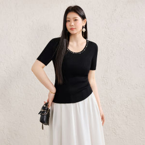 Elegant Beaded Silk-Blend Lenzing Knitwear