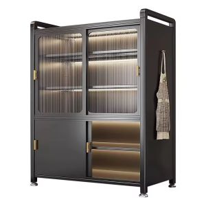 MUZU ตู้เก็บของในครัวหลายชั้น ตู้วางของ ครัวตู้กับข้าวพร้อมประตูตู้ ชั้นวางของในครัว ตู้เก็บของในครัว ตู้เก็บของชั้นวางอุป ชั้นวางอเนกประสงค์ COD