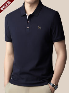 Rohaji Summer New Mens Short Sleeve Polo Shirt Pure Cotton Casual Trendy T-Shirt Breathable Fashion Urban Style Youth Top