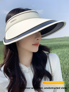 Miiow | Cat Person UPF50+ Womens Summer Sun Hat Large Brim Outdoor Sports Hat Cycling Cap Empty Top Sun Hat Casual Style Travel Hat