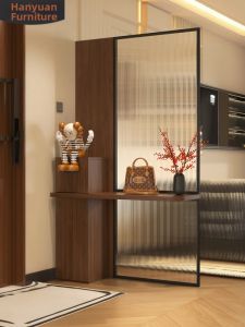 HANYUAN | Antique Style Entrance Cabinet with Two-sided Screen Partition Shoe Storage W48cm
