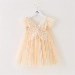 3-8Years Children Girls Dress Butterfly Dress For Girls Summer New Flying Sleeve Mesh Princess Dress
