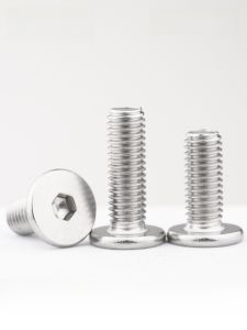 หัวสcrew หกเหลี่ยมแบนแบบบางพิเศษ 304 สแตนเลส หัวแบน หัวกลม หัวกลมแบน ขนาด M2-M8 สำหรับอุปกรณ์เครื่องมือทางกล