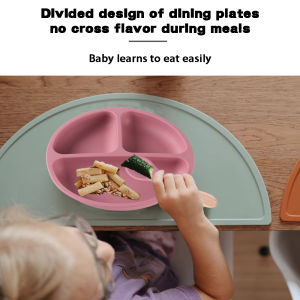 3pcs Silicone Dinner Plate 3 Compartments Reinforced Suction Cups Compartmentalized Childrens Silicone Bowl Complementary Bowl