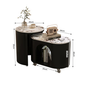 OUQI | Modern Minimalist Design CREAM STYLE STONE PANEL Side Table