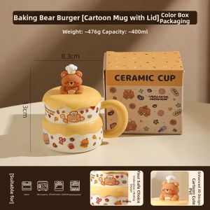 Cute Cartoon Ceramic Mug With Lid
