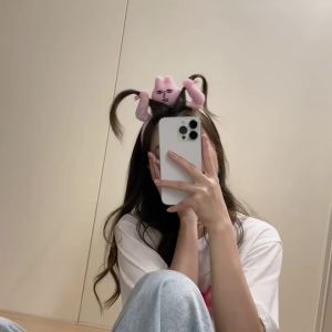 อุปกรณ์ผม แถบคาดศีรษะกระต่ายสีชมพู แถบคาดศีรษะตลก ผ้าโพกศีรษะการ์ตูน