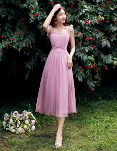 Elegant Bridal Maids Evening Gown Performance Hostess Dress Korean Style Embroidered A-Line Skirt Long Sleeve Polyester Fabric