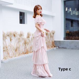 Pink Long Maids of Honor Dress Slimming Korean Style Wedding Gown for Women Sister Group Ceremony Long Skirt Princess Sleeve