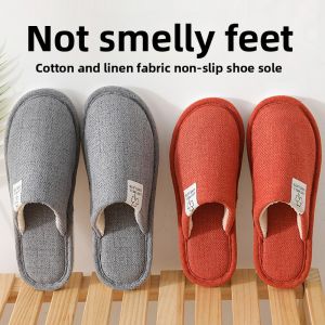 JIFANPAUL | Cotton Linen Slipper Anti-slip Thick Sole Indoor Home Slipper