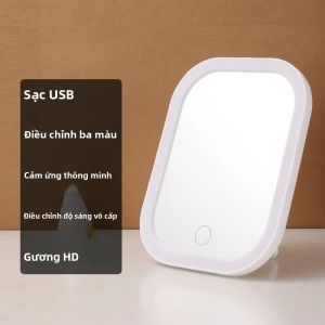 Đèn LED Chiếu Sáng Gương Nhỏ Cho Ký Túc Xá Sinh Viên Gương Trang Điểm Có Thể Điều Chỉnh 3 Màu Để Bàn Có Đèn Cho Bàn Trang Điểm Trong Phòng Ngủ