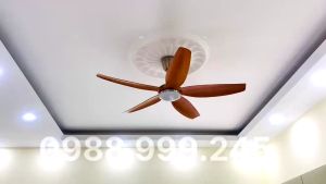 Quạt trần đèn gió mạnh - quạt trần trang trí 5 cánh dành cho phòng khách điều khiển từ xa thông minh có xoay đảo chiều