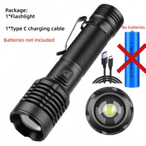 High Power P50 LED Aluminum Alloy Flashlight Telescopic Zoom Torch Outdoor Emergency Light USB Rechargeable Flashlights