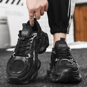 Comfortable Sporty Mens Shoes 2025 Autumn New Style Mesh Upper Versatile Thick Bottom Dad Trendy Shoes Casual Low Top Hybrid Material