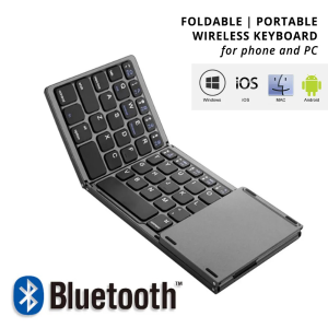 Foldable Bluetooth Keyboard for Smartphones and Tablets QWERTY Touchpad USB Charging Upgraded Bluetooth 5.0 High Sensitive Touch Pad Ultra-Slim and Long-lasting for Windows Android os 蓝牙键盘 折叠键盘
