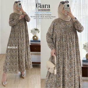 GIARA DRESS / MAXY CANTIK PREMIUM COTTON RAYON BY MOELA HQ MOTIF BUNGA DAN POLOS BEST SELLER KEKINIAN / GAMIS SUSUN BUSUI